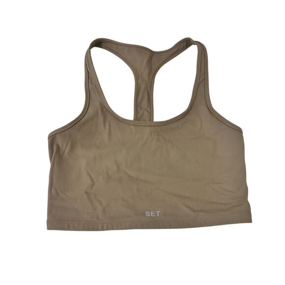 Set Active Sports Bra Women’s Medium Taupe Brown Racerback Sportbody Stretch - Picture 1 of 4